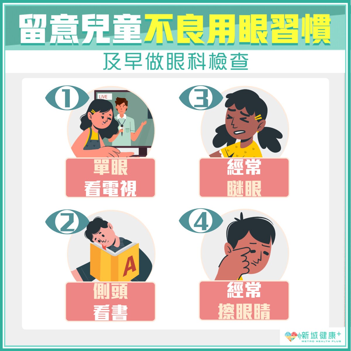 留意兒童不良用眼習慣